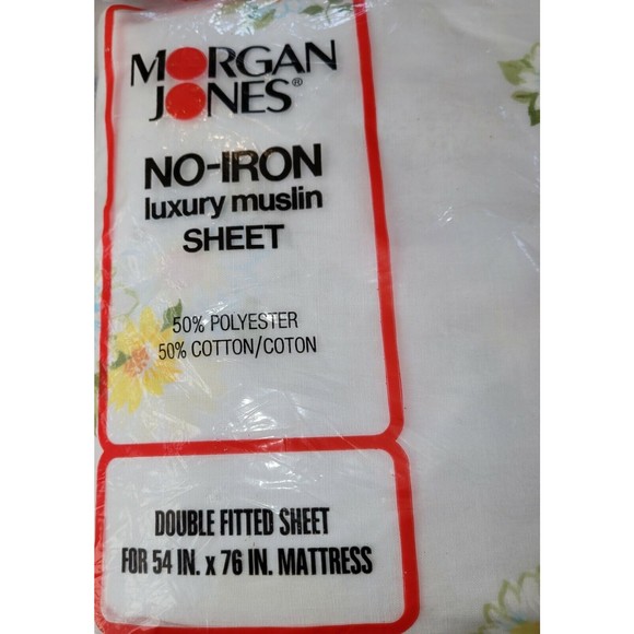 Vintage Morgan Jones Double Fitted Sheet Bonnie Bouquet No Iron Muslin 54" X 76" - Picture 2 of 4